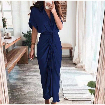 Robe de Soirée Femme Élégante - Robe Longue en Polyester Léger avec Décolleté et Dentelle