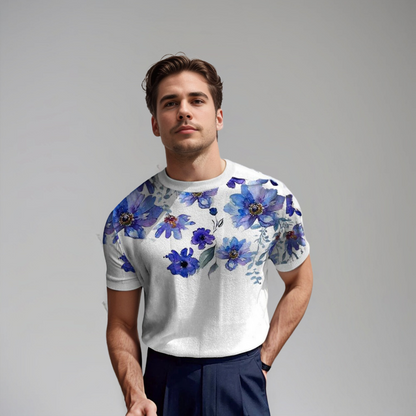 Chemise Homme Manches Courtes Fleurs Été