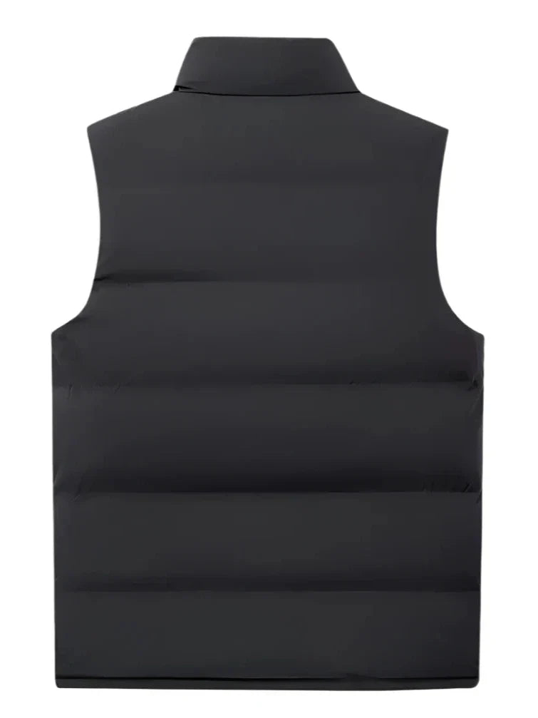 Veste sans manches hiver homme noir avec fermeture éclair