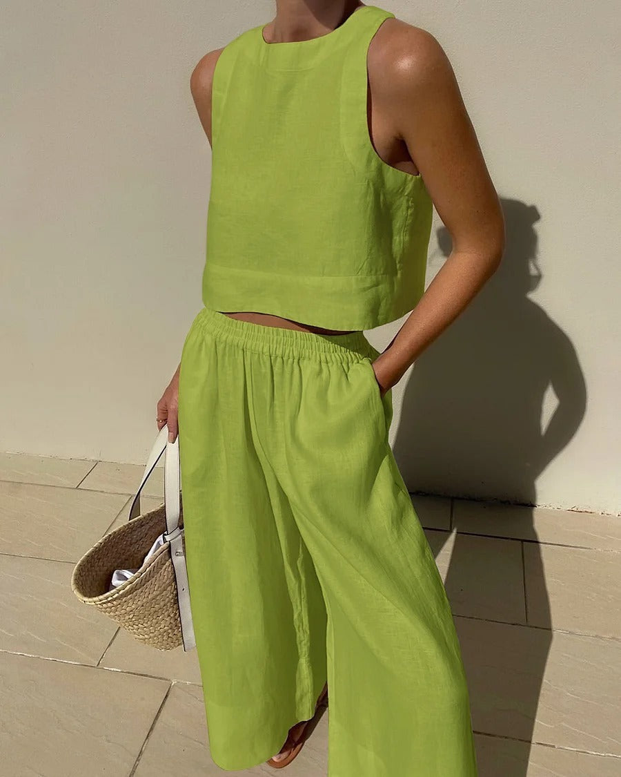 Robe Femelle Lin Élégante et Confortable