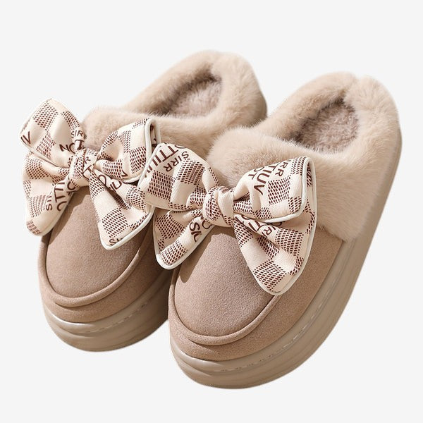 Chaussons Peluche à Talon Plat Doux et Confortables