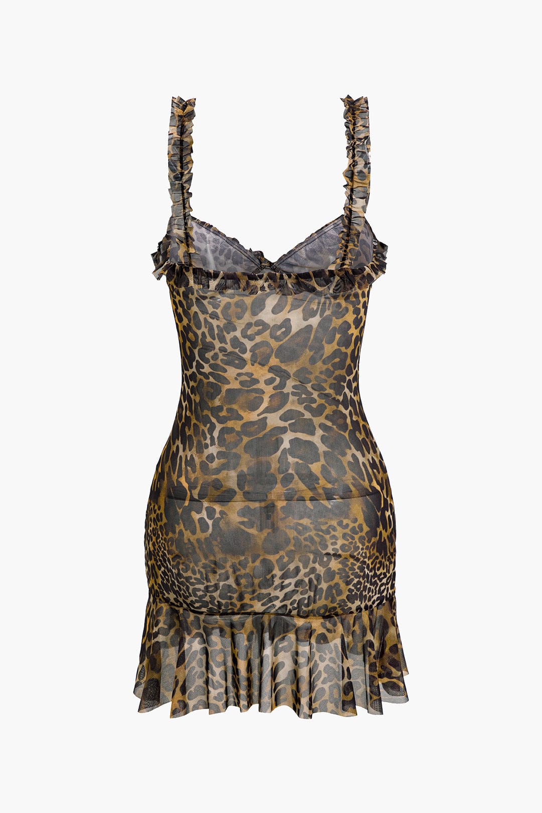 Robe leopard imprimé jungle avec volants femme séduisante