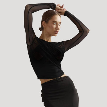 Top femme transparence manches longues pour printemps
