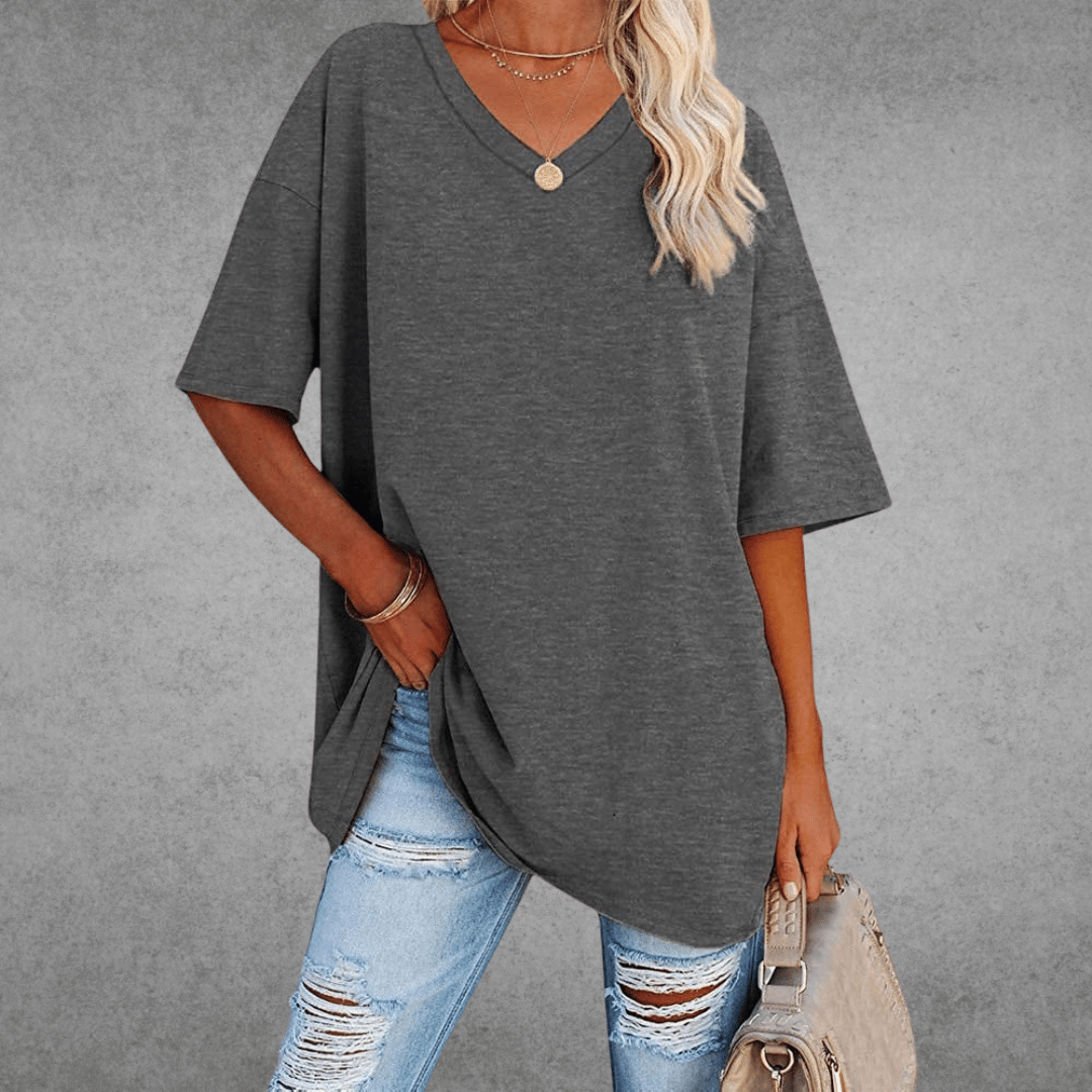 T-shirt Femme Col V en Coton Doux et Confortable