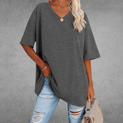 T-shirt Femme Col V en Coton Doux et Confortable