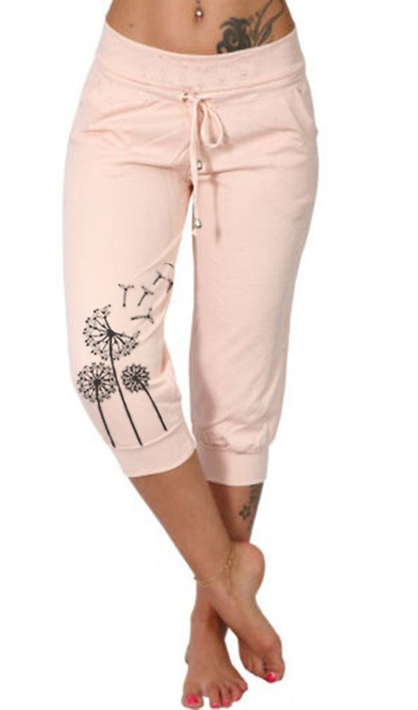 Pantalon de sport femme 7/8 imprimé fleurs colorés