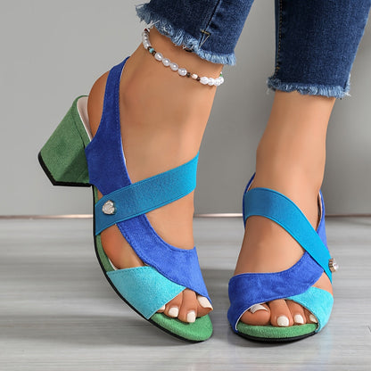 Sandales Femme Orthopédiques Talon Bloc Brides Croisées