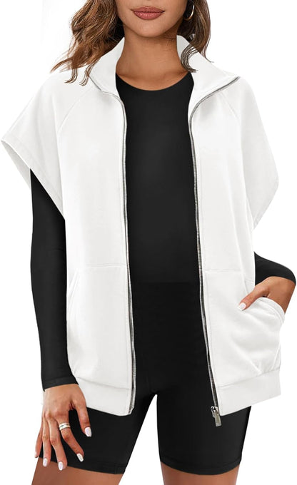 Gilet Femme Décontracté Zippé avec Poches pour Hiver