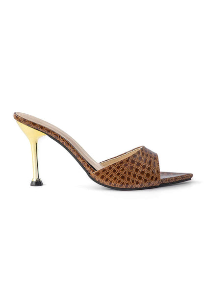 Mules Hauts Talons Noir Gaine Élégantes
