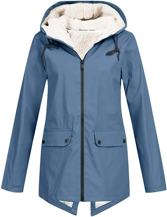 Veste Hiver Femme à Capuche Doublée et Chaude