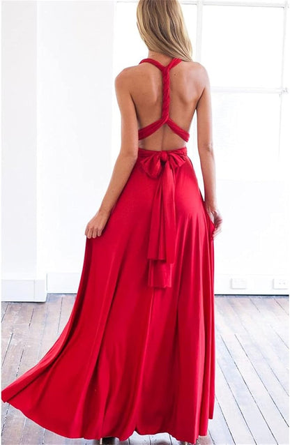 Robe Longue Femme Élégante Col V Détachable
