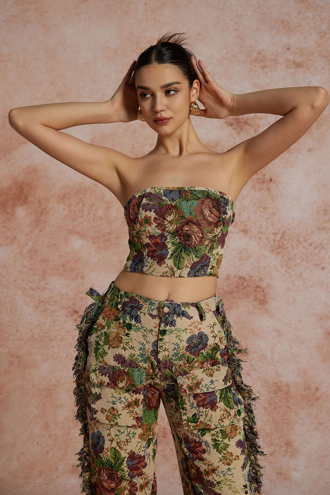 Maillot de Bain Bustier et Pantalon de Plage Brodé