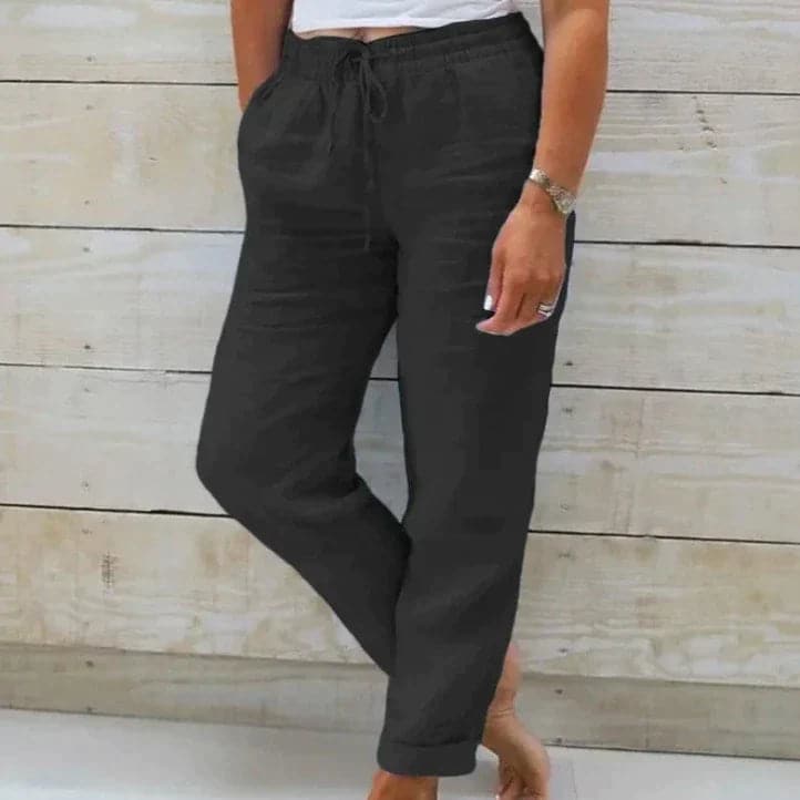 Pantalon Femme Taille Haute Élégant en Lin