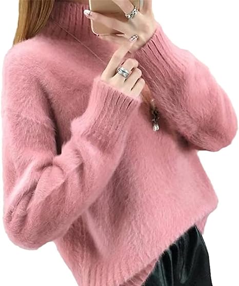 Pull Femme Col Montant Rose Chaud et Doux - PanierRoyale