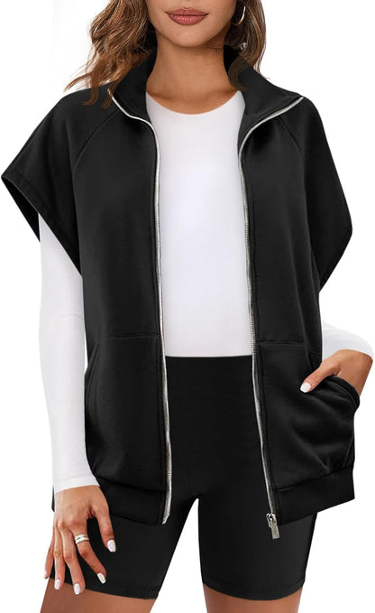 Gilet Femme Décontracté Zippé avec Poches pour Hiver