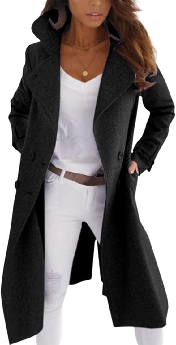 Manteau Femme Laine Fermeture Boutons Coupe Classique