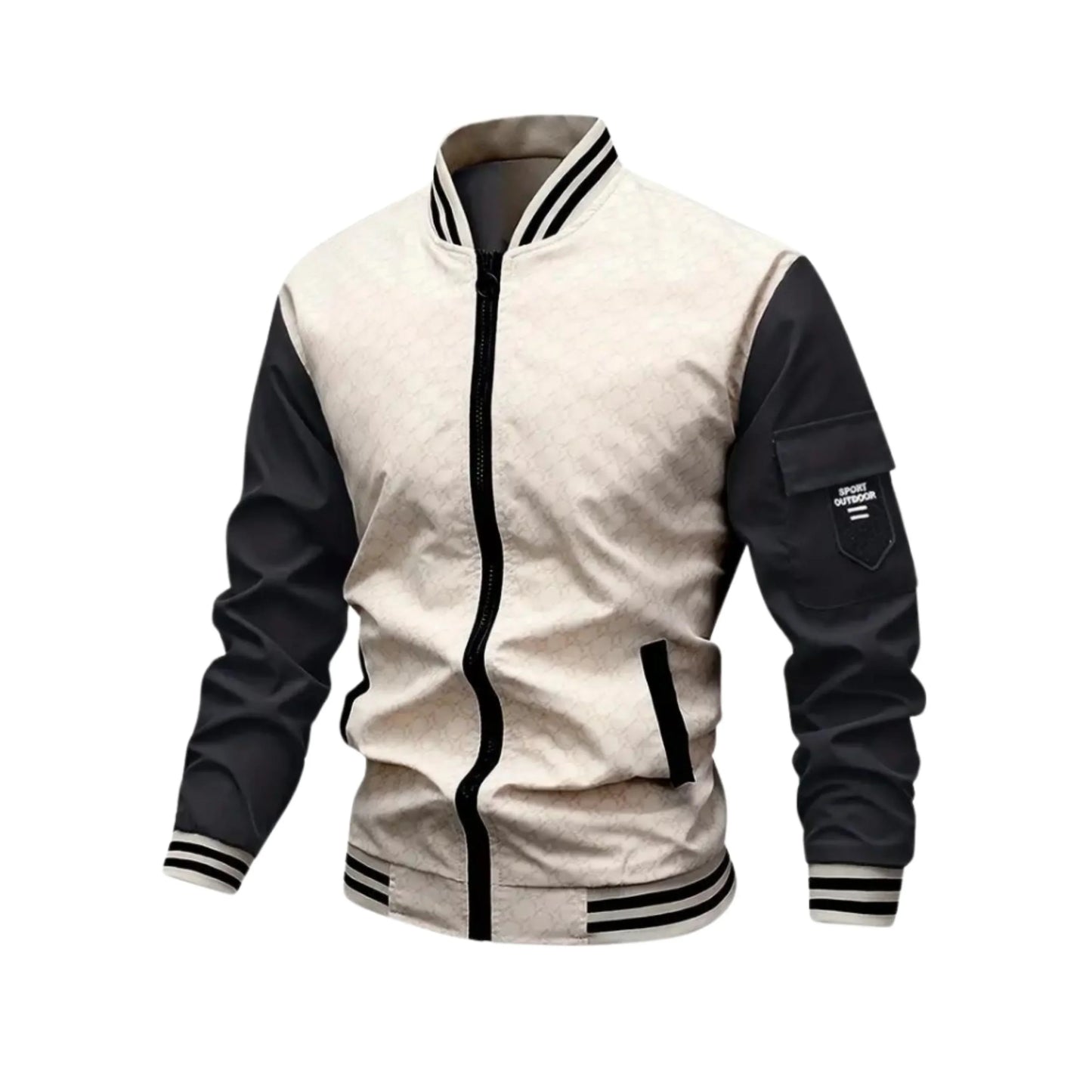 Veste Homme Sport Élégante Contraste Noir Blanc