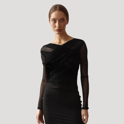 Top femme transparence manches longues pour printemps