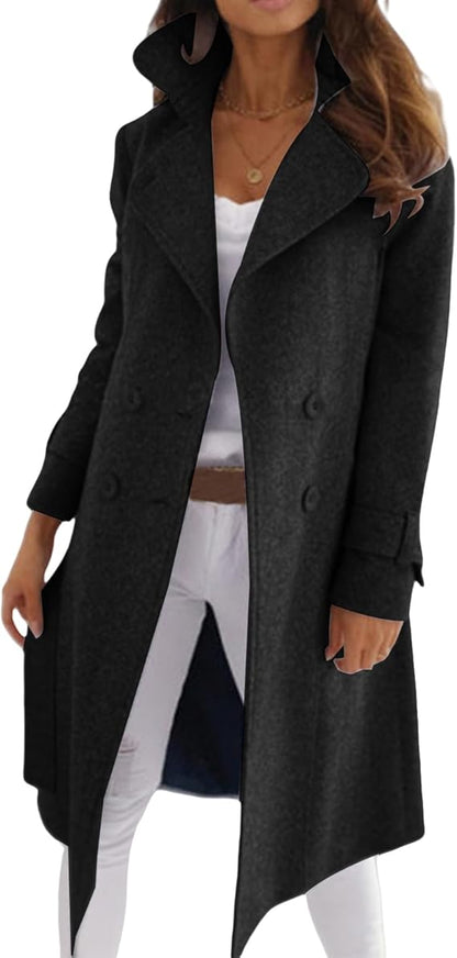 Manteau Femme Laine Fermeture Boutons Coupe Classique