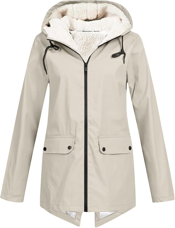 Veste Hiver Femme à Capuche Doublée et Chaude