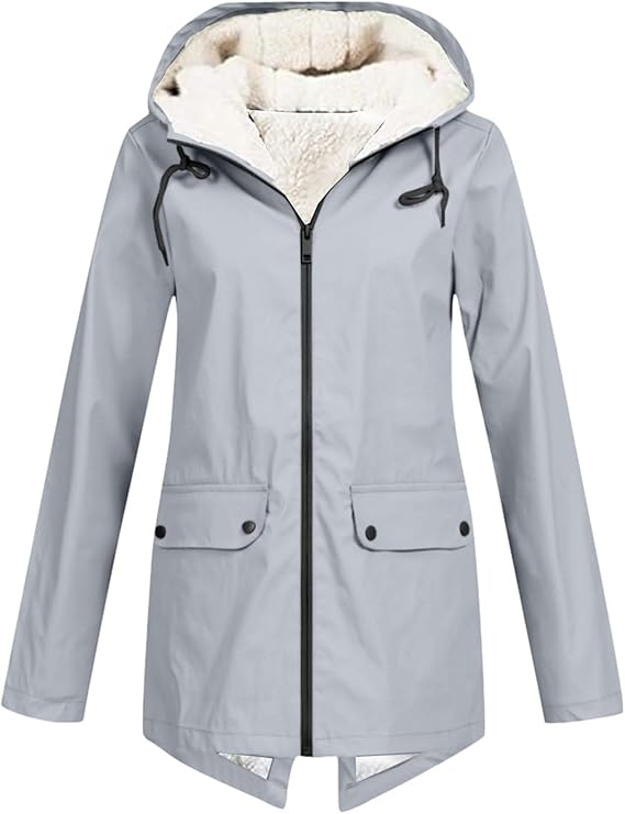 Veste Hiver Femme à Capuche Doublée et Chaude