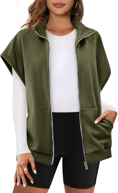 Gilet Femme Décontracté Zippé avec Poches pour Hiver