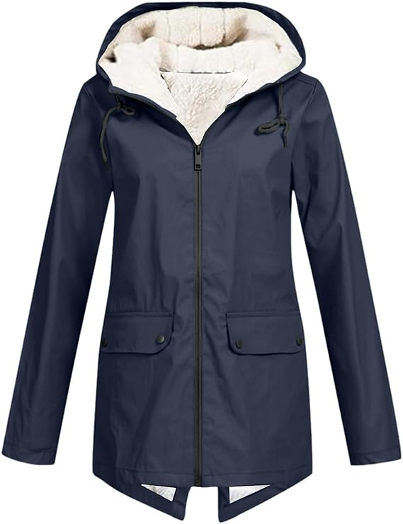Veste Hiver Femme à Capuche Doublée et Chaude