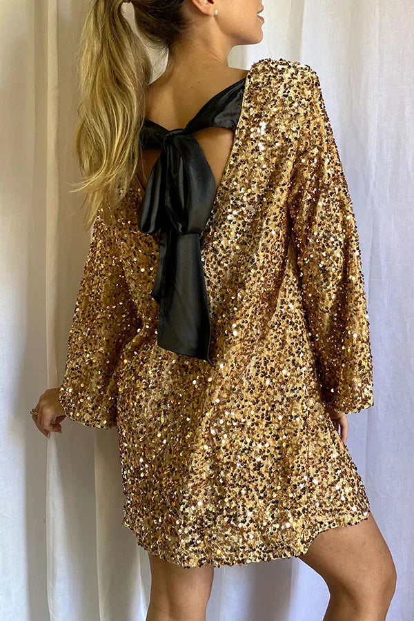 Robe de soirée Pailletée Élégante avec Ceinture