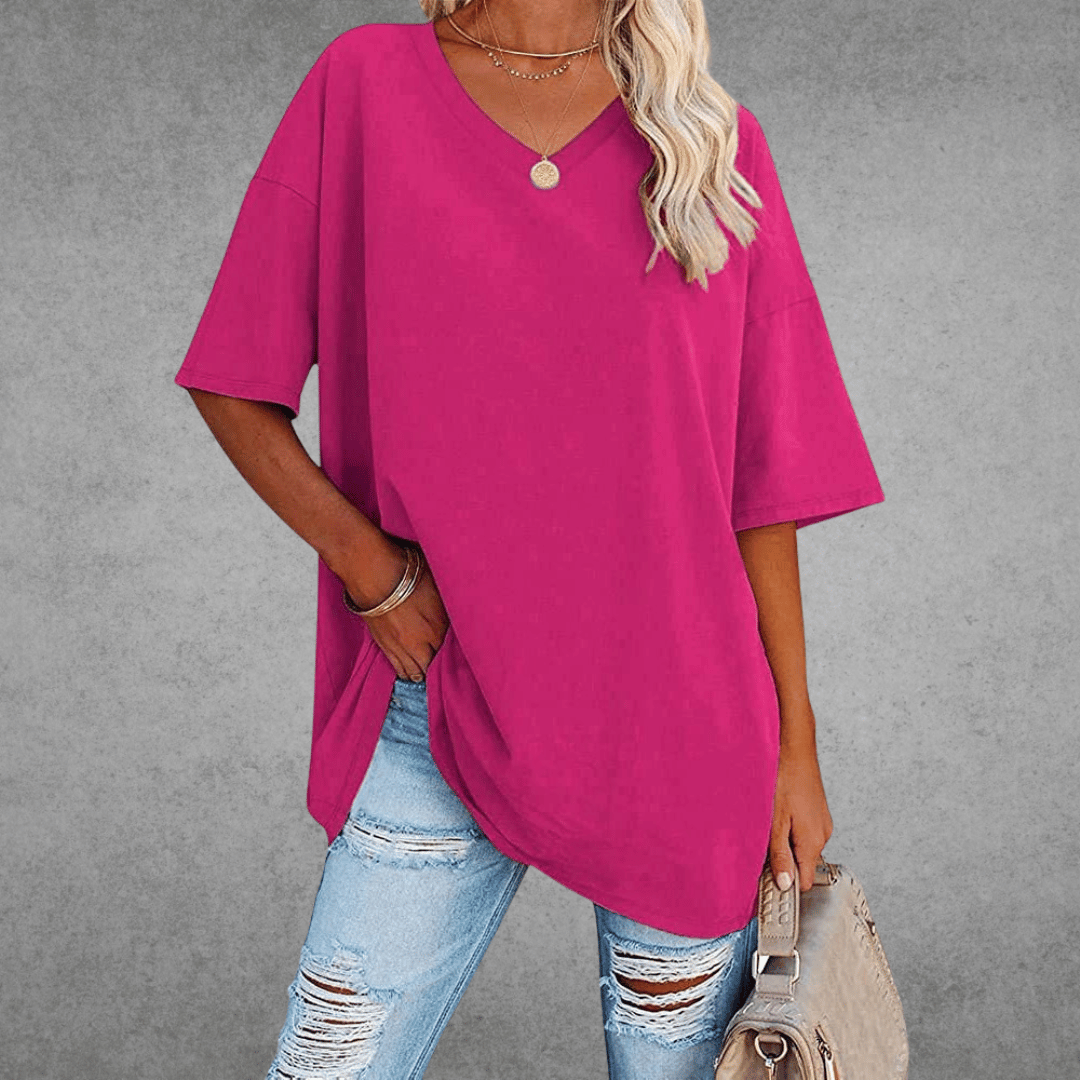 T-shirt Femme Col V en Coton Doux et Confortable