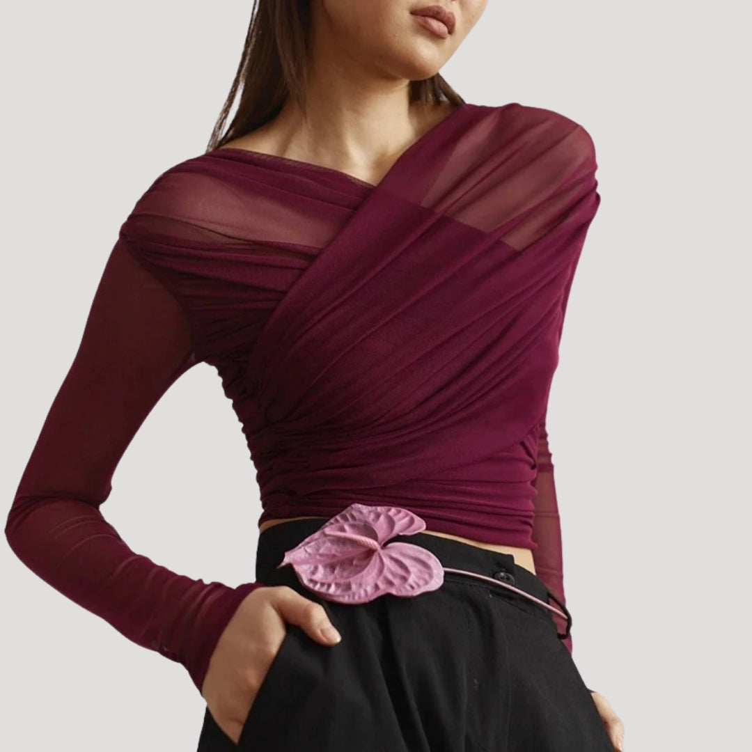 Top femme transparence manches longues pour printemps