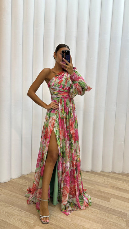 Robe Floral Épaule Dévoilée pour Mariage