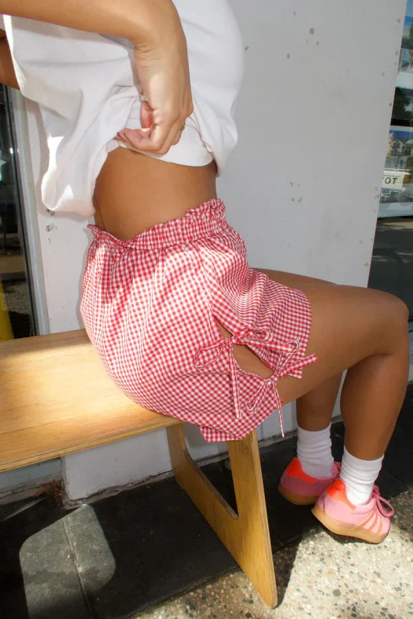 Short Femme Taille Haute Ceinture Nouée