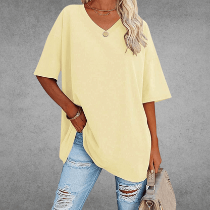 T-Shirt Femme Décontracté Oversize Col V