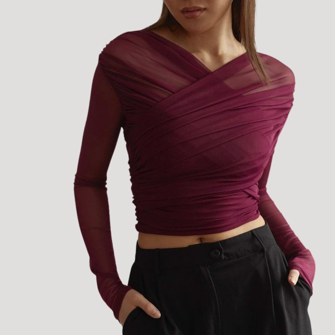 Top femme transparence manches longues pour printemps