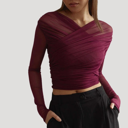 Top femme transparence manches longues pour printemps