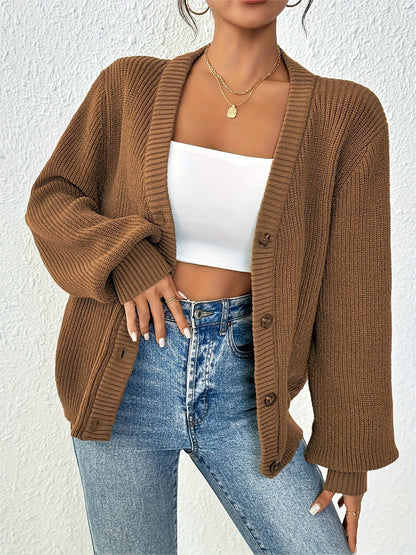 Cardigan femme tricoté manches longues hiver chaud
