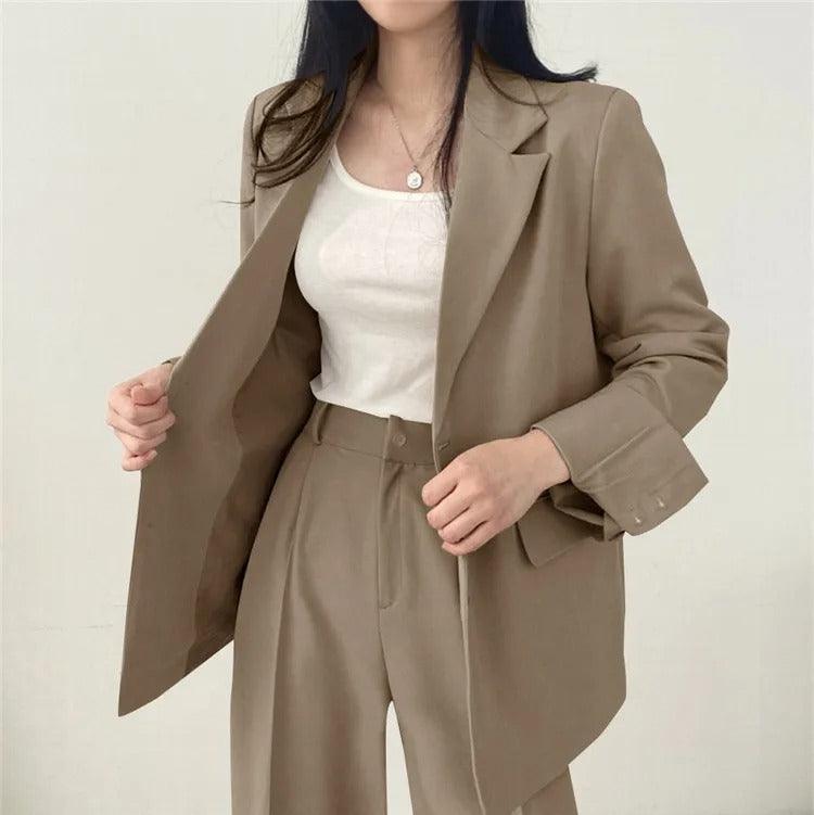 Costume Femme Tailleur 2 Pièces avec Blazer Long