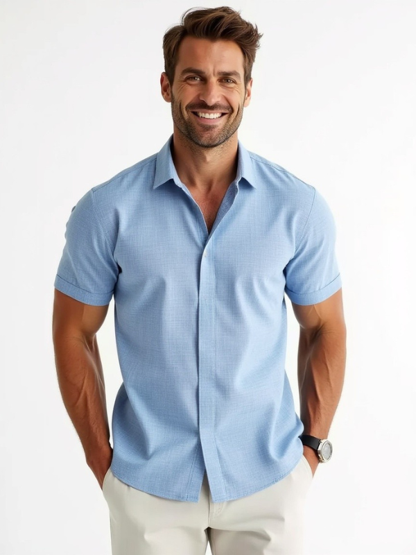 Chemise Homme Décontractée Manches Courtes pour Été