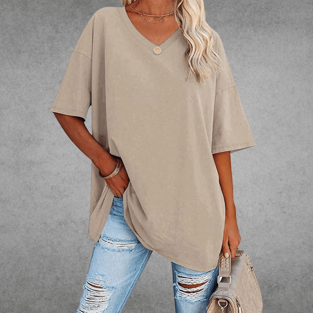 T-shirt Femme Col V en Coton Doux et Confortable
