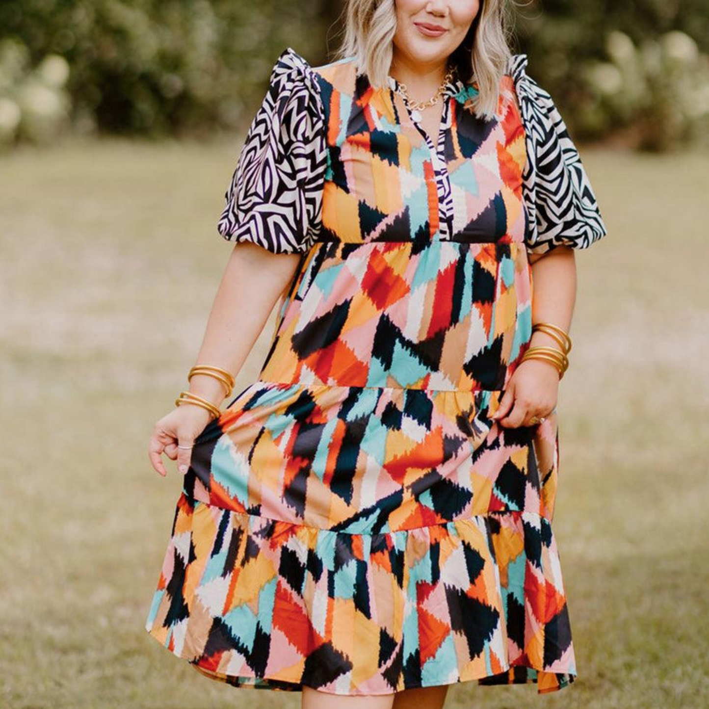 Robe Femme Imprimé Florale Taille Mi-Longue
