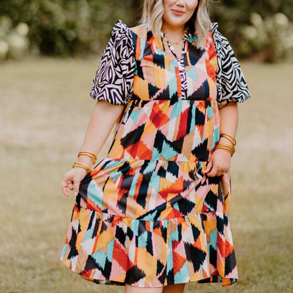 Robe Femme Imprimé Florale Taille Mi-Longue