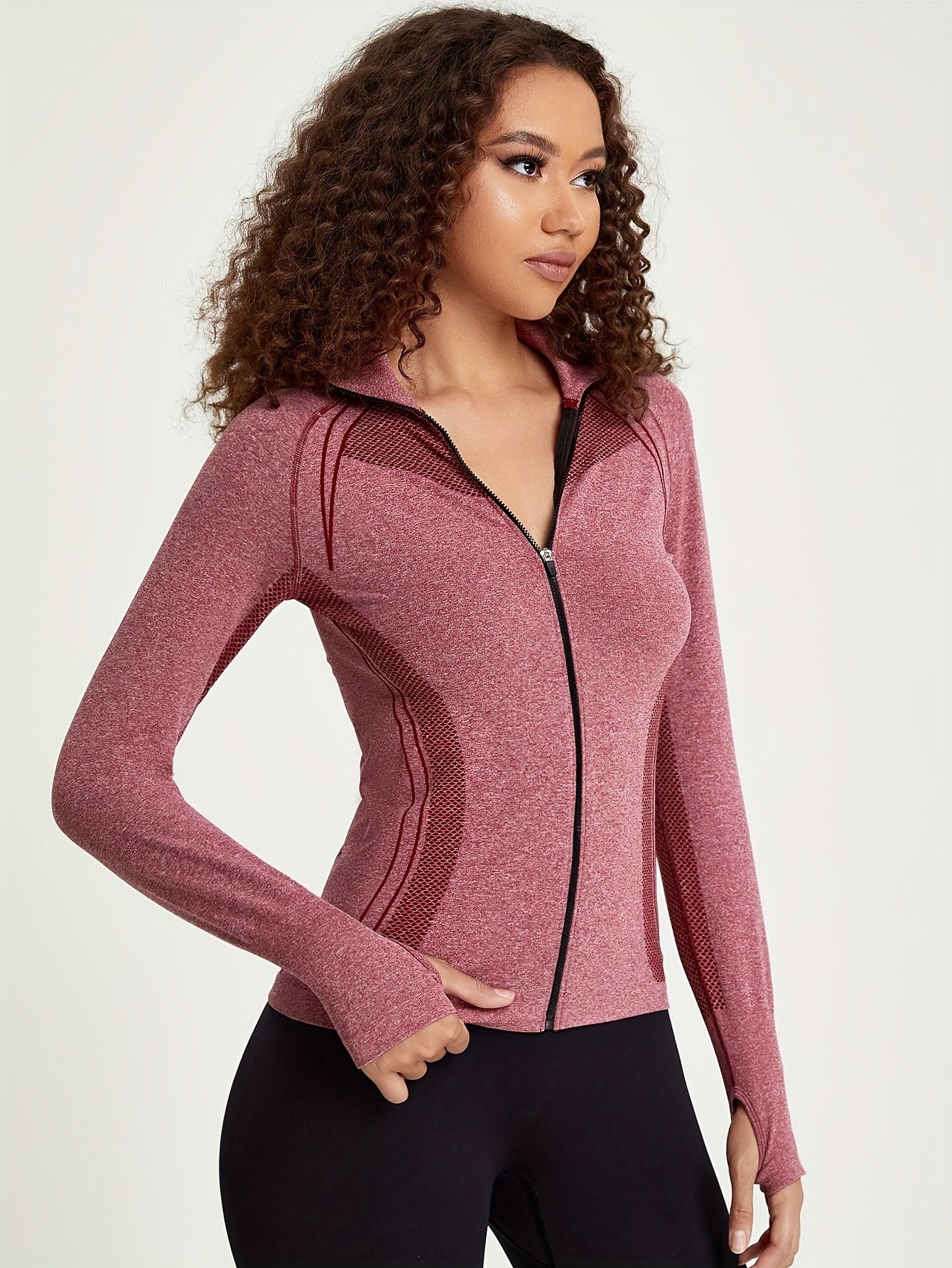 Veste de sport sans couture zippee