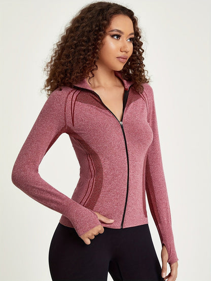 Veste de sport sans couture zippee