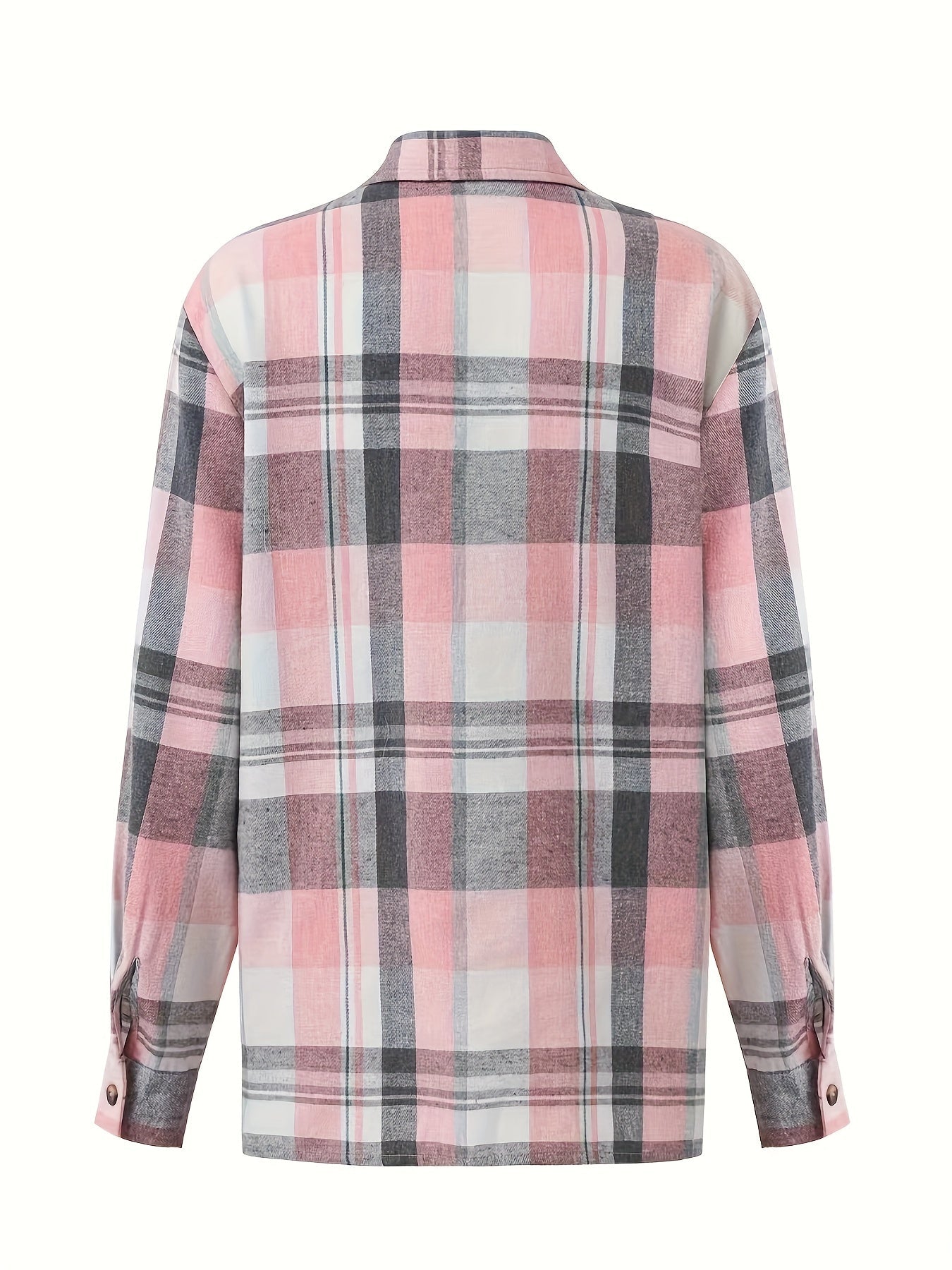 Chemise longue femme Coton à carreaux Poches Boutons