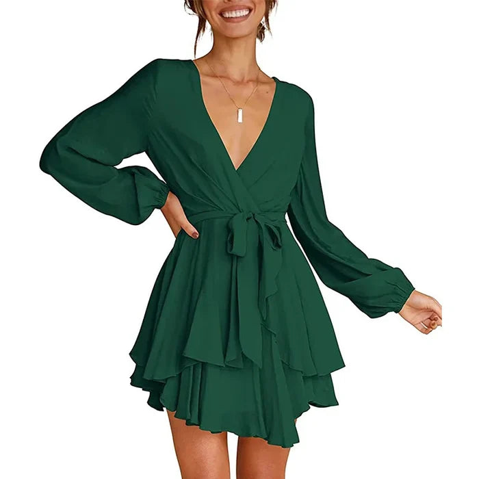 Robe Femme Élégante Courte à Manches Longues
