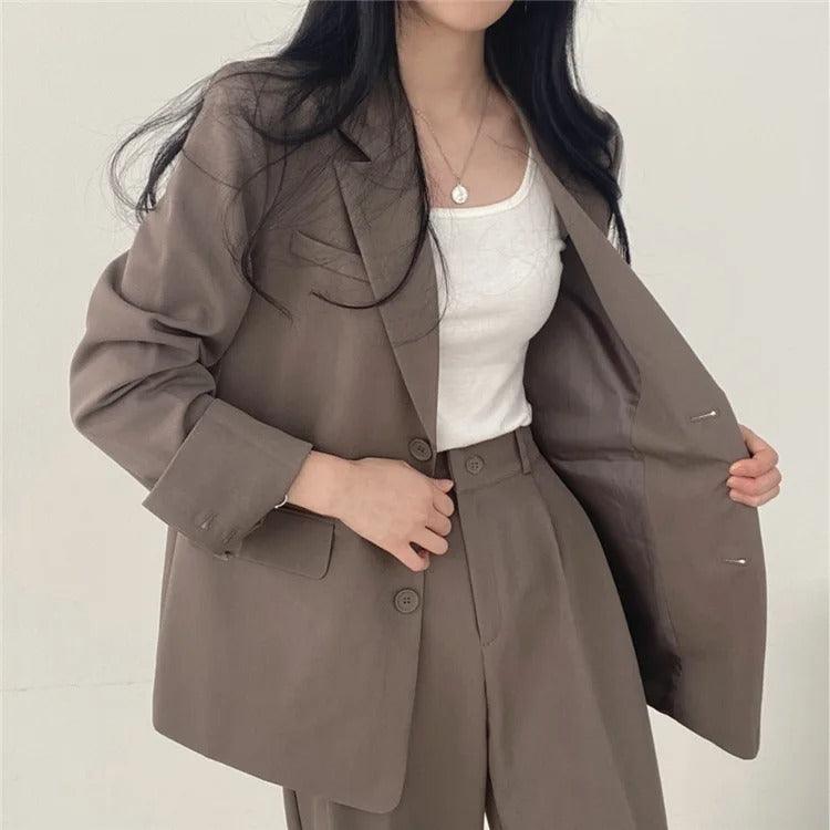 Costume Femme Tailleur 2 Pièces avec Blazer Long