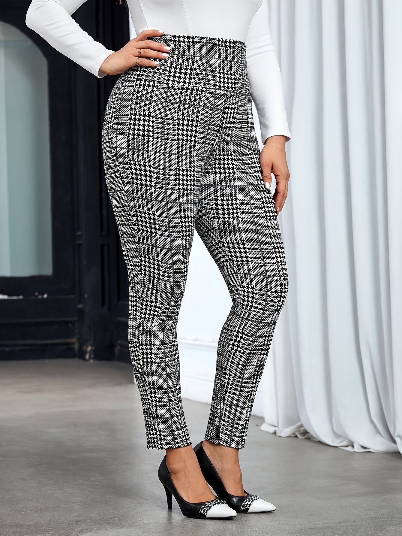 Pantalon Femme Noir à Rayures Élégant pour Travail - PanierRoyale