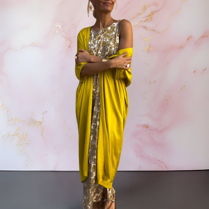 Ensemble Femme Robe Maxi Fluide avec Gilet Coupe Ample Chic