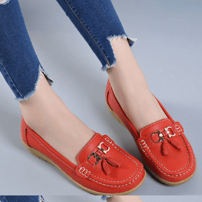 Mocassins Femme Cuir Finition Texturée Semelle Souple Enfiler