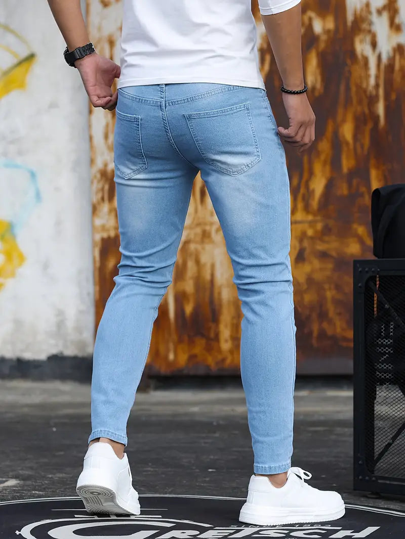 Jeans Slim Homme Élastique Denim Foncé